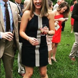 Lily Pulitzer: navy dress with gold detail